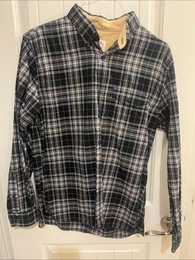 Brooks Brothers Black and White Plaid Button-Down Shirt